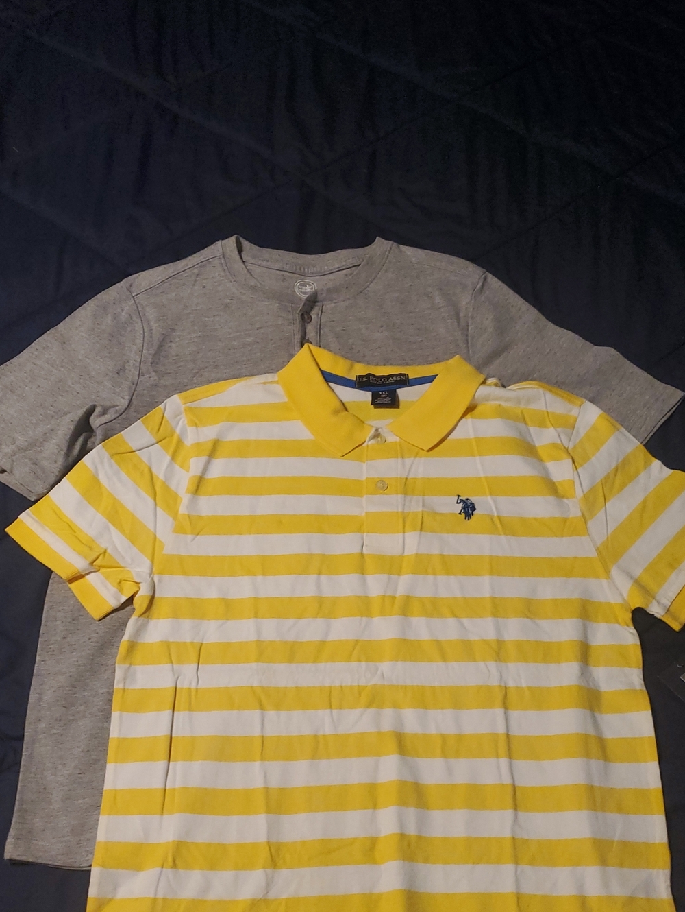 U.S. Polo Assn. Yellow and White Striped Polo with Blue Logo